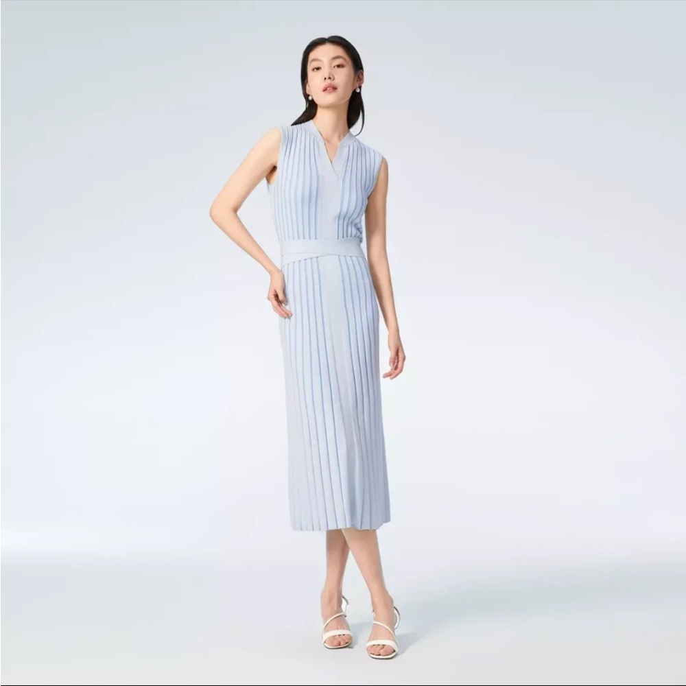 Sky Blue knit pleated Dress